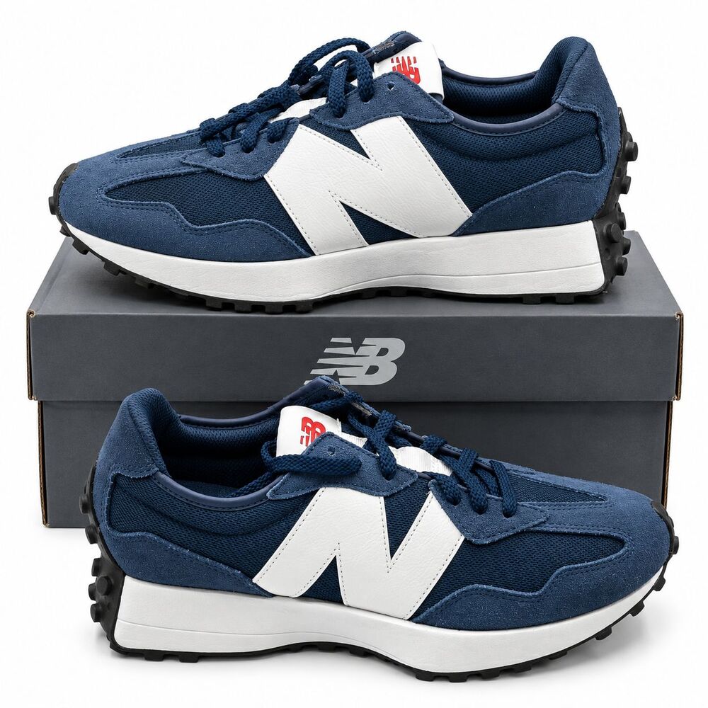 New Balance 327 Mens 9.5 Navy White Suede Mesh Retro Lifestyle Sneakers MS327CNW